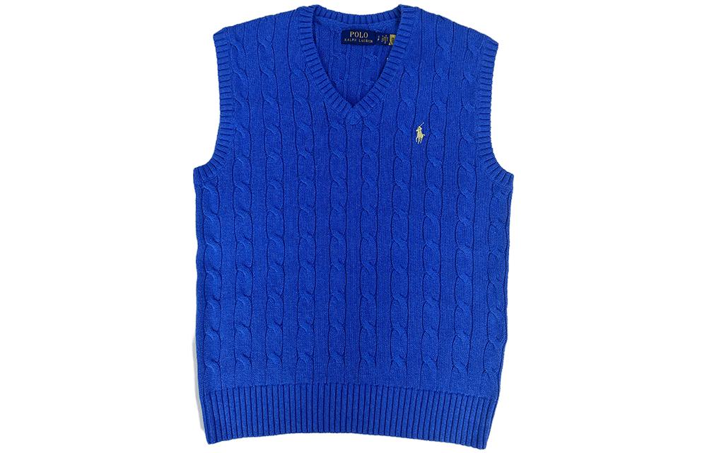 Order Polo Ralph Lauren Baju Tanpa Lengan Logo Bordir Leher-V Biru. 710860352-002