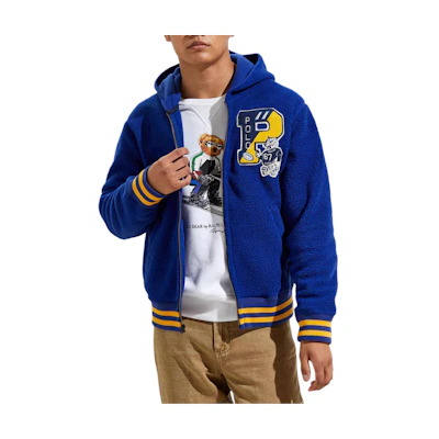 Polo Ralph Lauren Blue Velvet Tiger Letter Embroidered Baseball Jacket 710775932-001