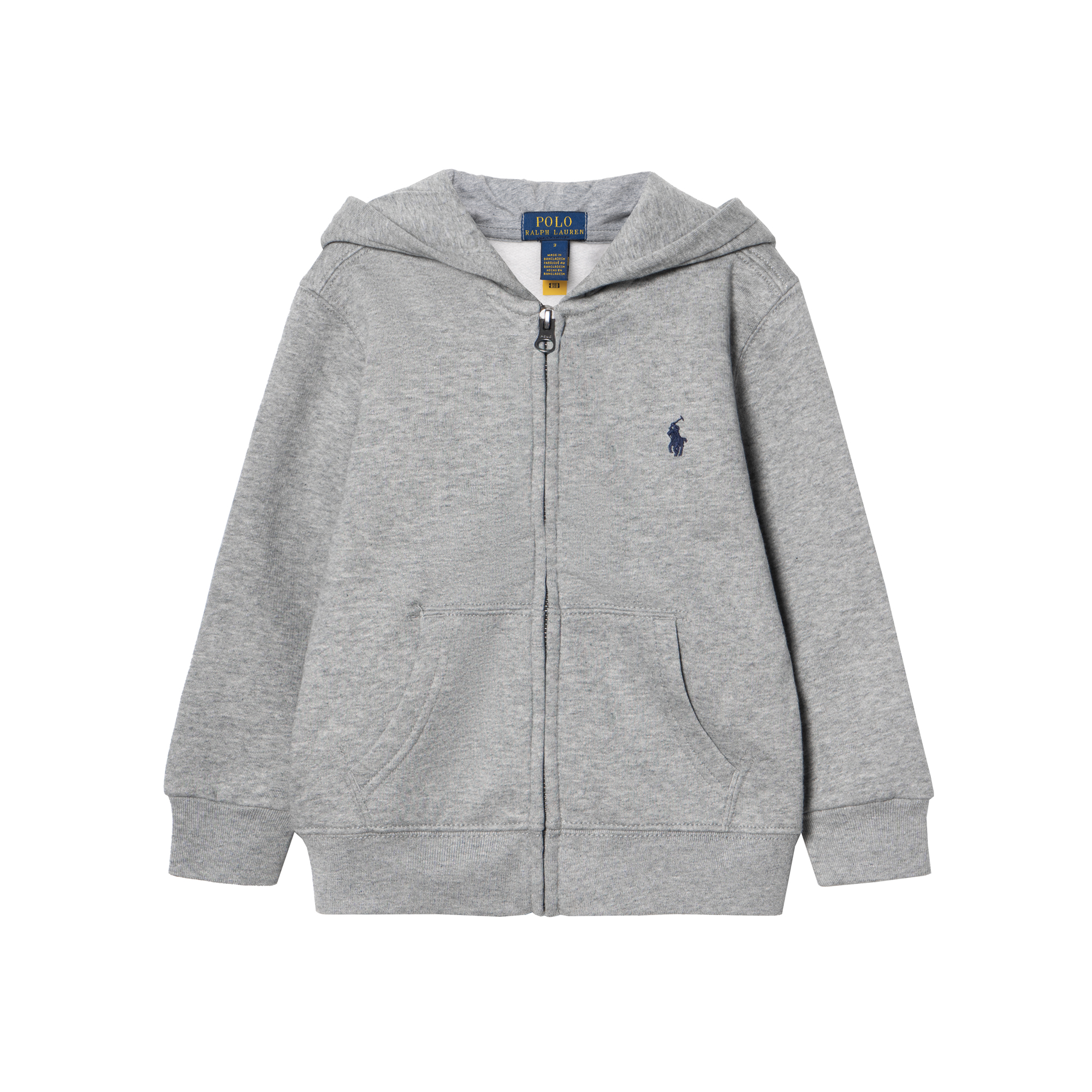 Polo Ralph Lauren Boys' Hoodie SS23 Grey Full Zip Embroidered Logo Long Sleeve. 322547626-002