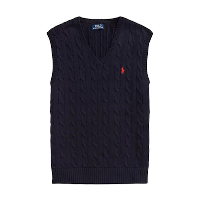Polo Ralph Lauren Cable Knit Vest Navy Blue with Pony Logo. 710860352-005