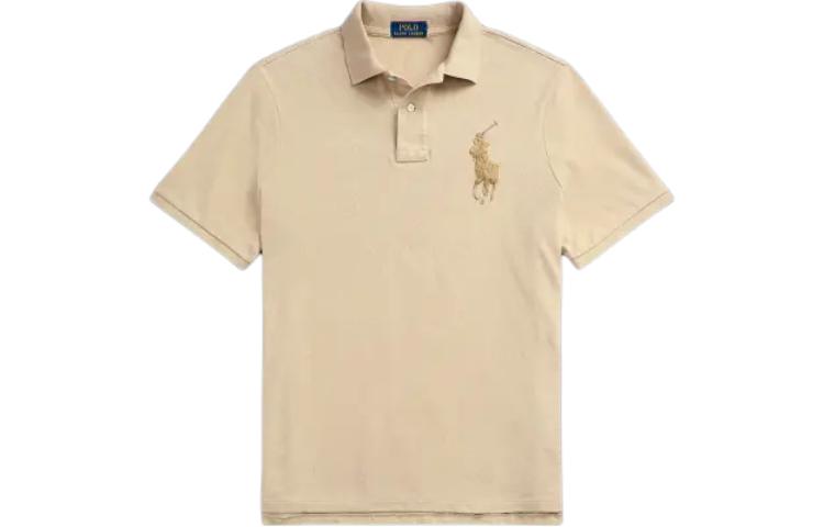 Polo Ralph Lauren Classic Fit Big Pony Embroidered Logo Khaki  Polo Shirt MNPOKNI1N822-752