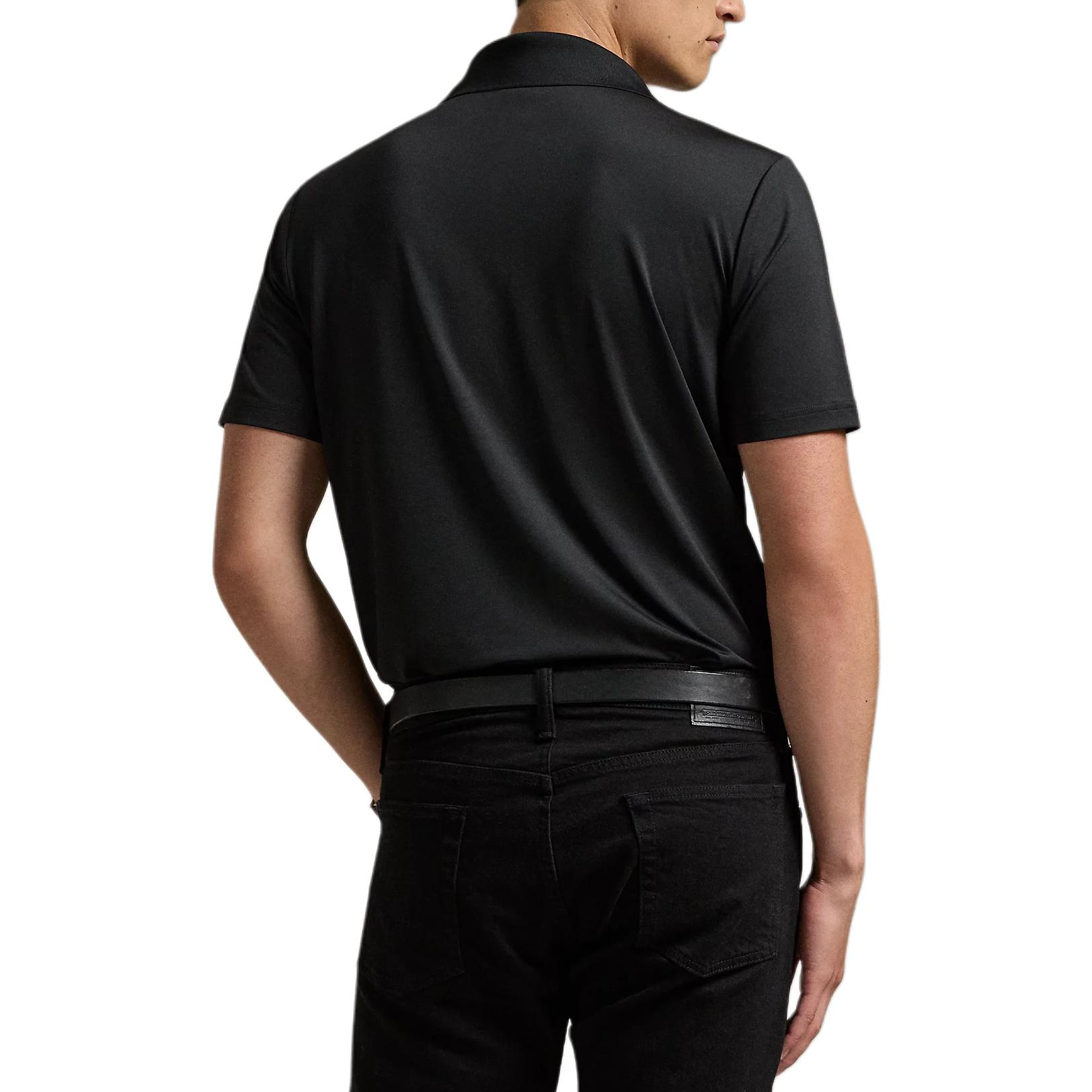 Shop Polo Ralph Lauren男款經典版刺繡Logo黑色短袖襯衫 710864868-003