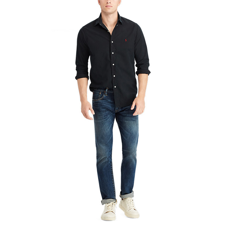 Polo Ralph Lauren Classic Fit Oxford Black Long Sleeve Shirt with Logo Embroidery. MNPOWOV16820355-001 圖 4