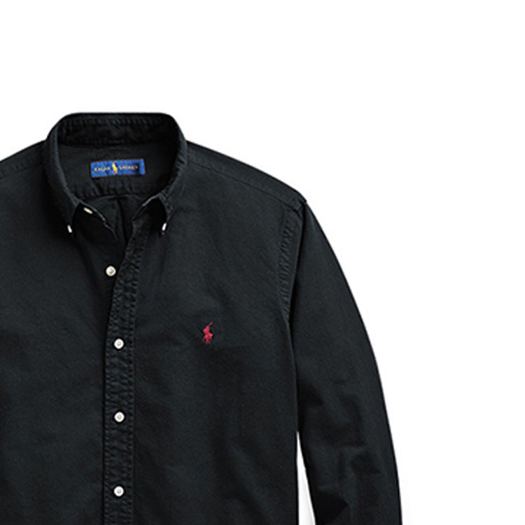 Polo Ralph Lauren Classic Fit Oxford Black Long Sleeve Shirt with Logo Embroidery. MNPOWOV16820355-001 圖 9