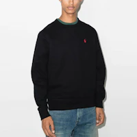 Lookbook Polo Ralph Lauren Classic Logo Embroidered Crewneck Pullover Sweatshirt Black. 710766772-001