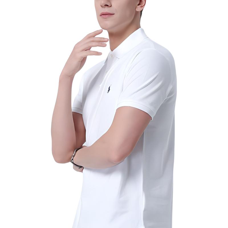 Cheap Polo Ralph Lauren Classic Solid Logo Embroidered Short Sleeve Polo Shirt White Men 710666998002