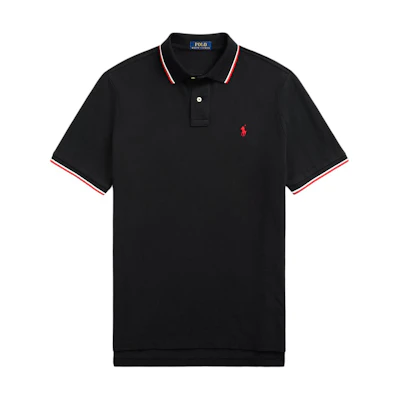 Polo Ralph Lauren Classic Striped Logo Print Black Short Sleeve Polo Shirt 710844275-001