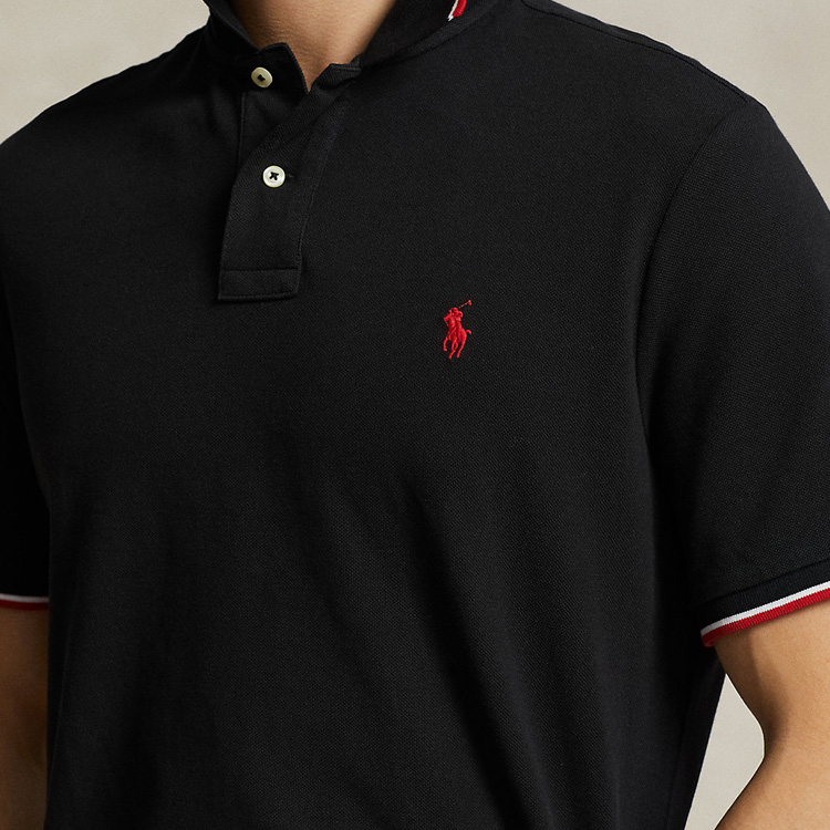 Sizing Polo Ralph Lauren 經典條紋Logo印花黑色短袖POLO衫 710844275-001