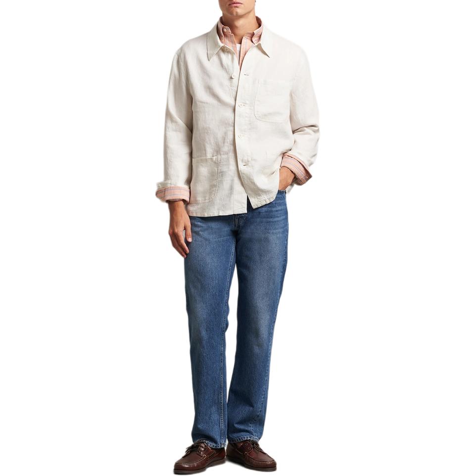 Shop Polo Ralph Lauren 米白色亞麻工裝長袖外套 710971946-003