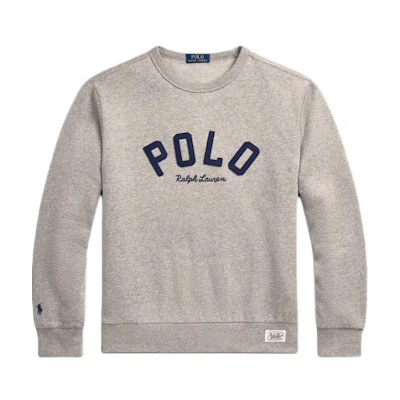 Polo Ralph Lauren Crewneck Logo Ribbed Sweatshirt in Vintage Heather Dark 710952041003