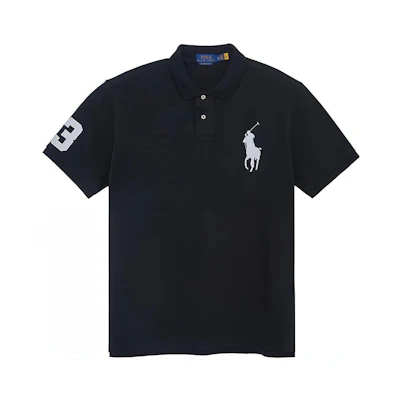 Polo Ralph Lauren Custom Slim Fit Black Short Sleeve Polo Shirt with Embroidery. 710688969-001