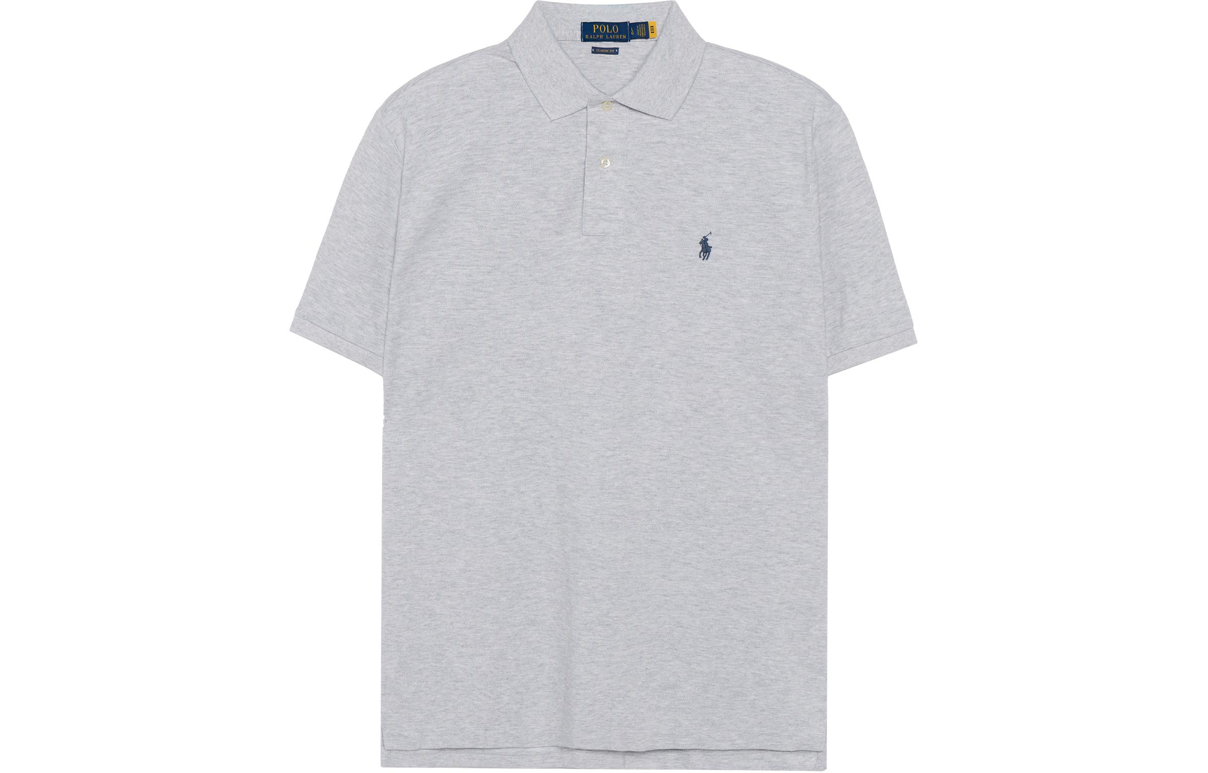 Polo Ralph Lauren Custom Slim Fit Logo Embroidered Grey Short Sleeve Polo Shirt Men 710795080-005