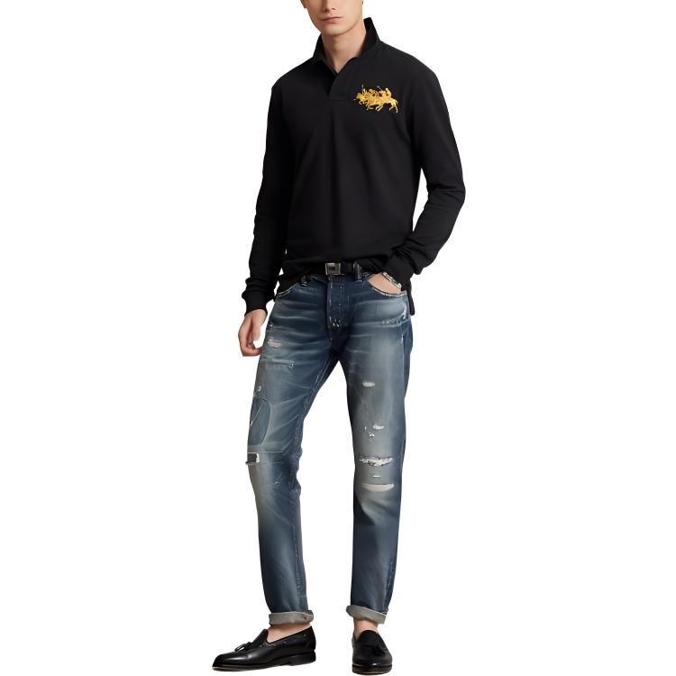 Lookbook Polo Ralph Lauren 男款修身刺繡長袖POLO衫 MNPOKNI16822470-001