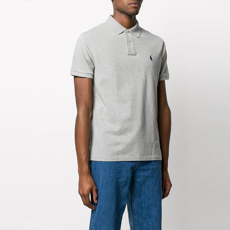 Purchase Polo Ralph Lauren男士灰色定制修身刺绣标志短袖POLO衫 710795080-005