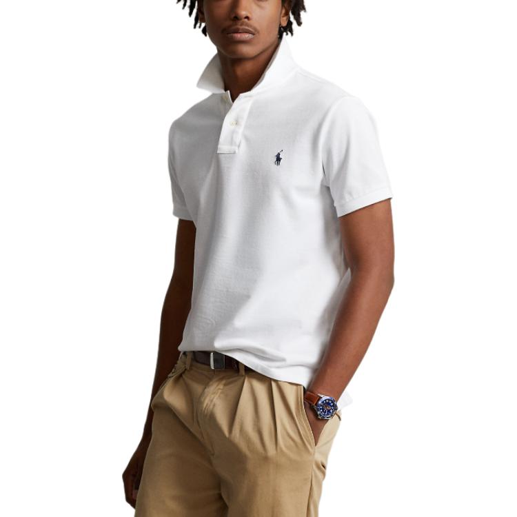Polo Ralph Lauren Custom Slim Fit Mesh Polo Shirt White for Men. MNPOKNI1N820078-100 圖 5
