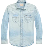 Polo Ralph Lauren Distressed Denim Western Shirt Light Blue Long Sleeve Shirt MNPOWOV16823-454 Polo Ralph Lauren Distressed Denim Western Shirt Light Blue Long Sleeve Shirt MNPOWOV16823-454