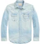 Buy Polo Ralph Lauren Distressed Denim Western Shirt Light Blue Long Sleeve Shirt MNPOWOV16823-454