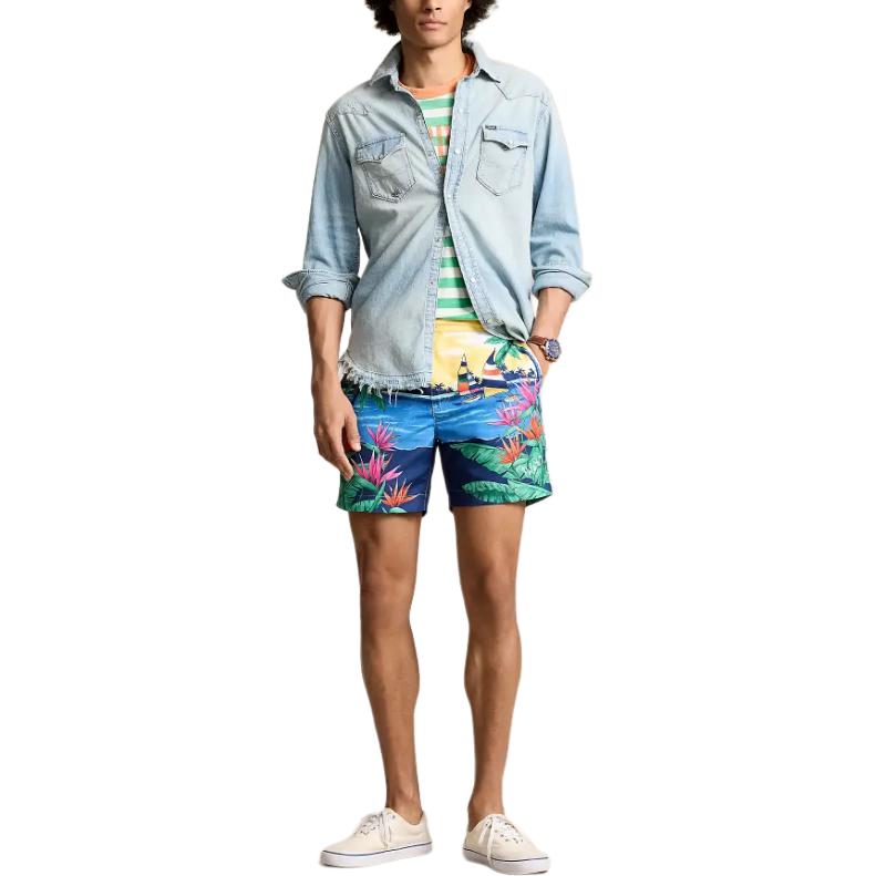 Lookbook Polo Ralph Lauren Distressed Denim Western Shirt Light Blue Long Sleeve  Shirt MNPOWOV16823-454