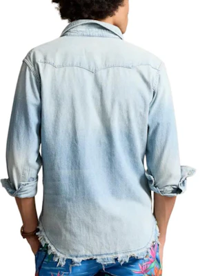 Polo Ralph Lauren Distressed Denim Western Shirt Light Blue Long Sleeve Shirt MNPOWOV16823-454 Purchase Polo Ralph Lauren Distressed Denim Western Shirt Light Blue Long Sleeve Shirt MNPOWOV16823-454