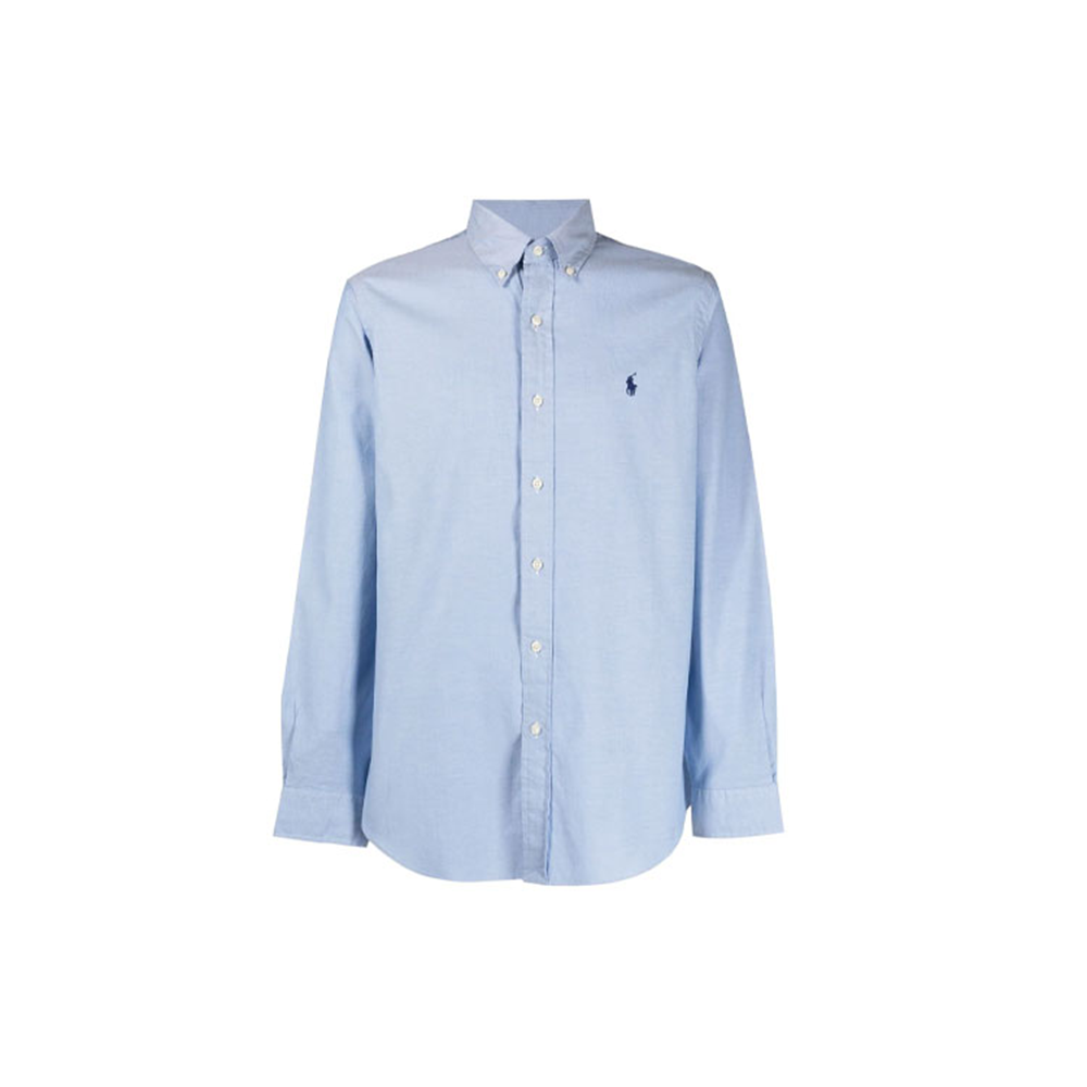 Polo Ralph Lauren FW21  Blue Long-Sleeve Shirt with Embroidered Logo. 710829480-001