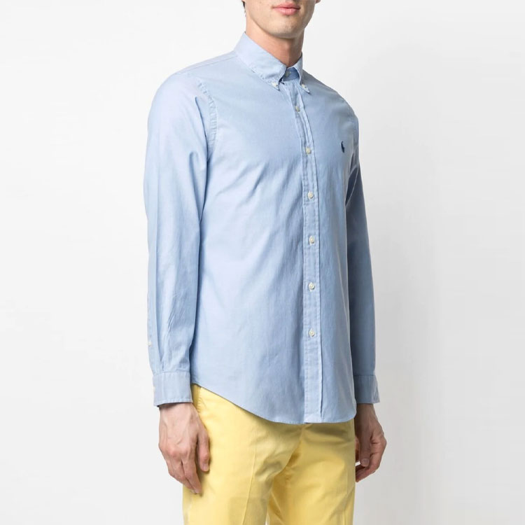 Polo Ralph Lauren FW21  Blue Long-Sleeve Shirt with Embroidered Logo. 710829480-001 圖 4