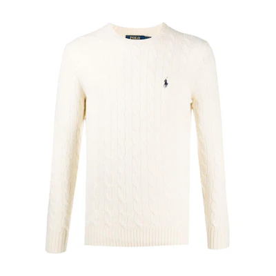 Polo Ralph Lauren FW21 Cable Knit Wool-Cashmere Pullover Sweater White 710719546001