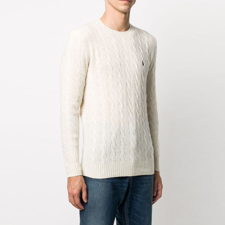 Polo Ralph Lauren FW21  Cable Knit Wool-Cashmere Pullover Sweater White 710719546001 圖 5