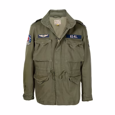 Polo Ralph Lauren FW21 Green Logo Print High-Neck Zip-Up Jacket 710722923-003