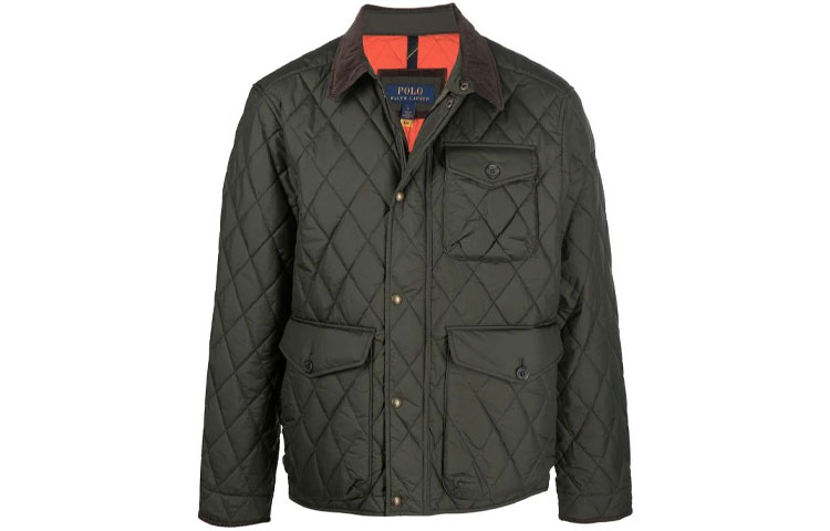 Polo Ralph Lauren FW21  Green Quilted Loose Fit Long Sleeve Jacket. 710847071-001