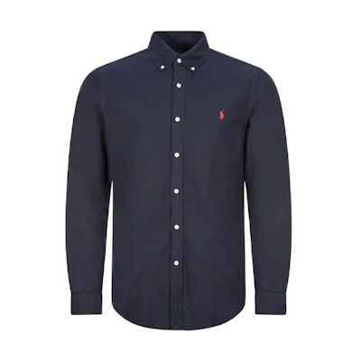 Polo Ralph Lauren FW21 Logo Embroidered Navy Long Sleeve Button-Up Shirt 710723610-003