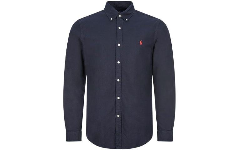 Order Polo Ralph Lauren FW21 刺绣标志海军蓝长袖衬衫 710723610-003