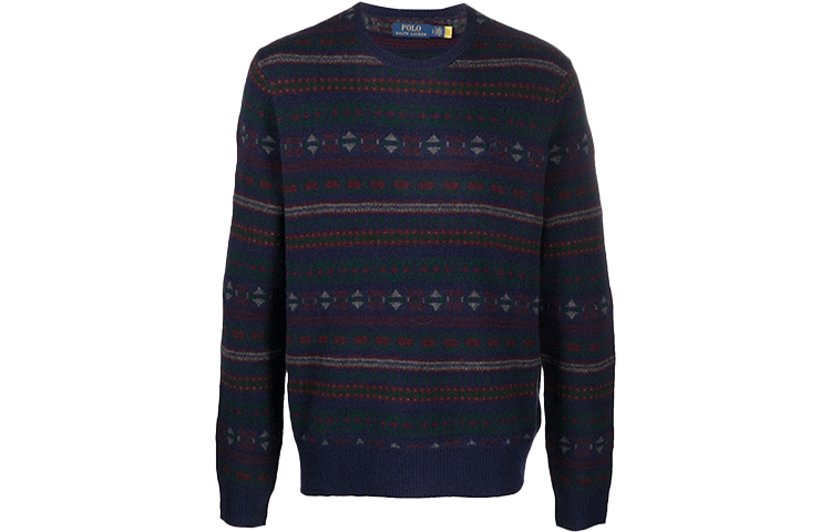 Polo Ralph Lauren FW21  Navy Patterned Jacquard Wool Pullover Sweater. 710850019-001 圖 2