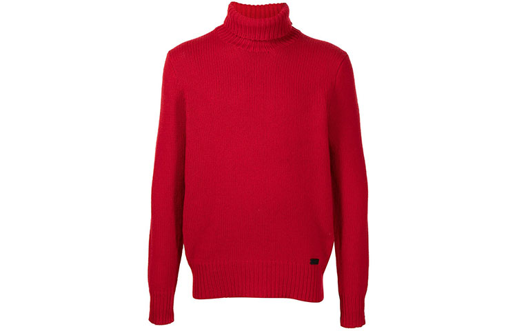 Polo Ralph Lauren FW21  Red High Neck Ribbed Wool Sweater 710814395-006