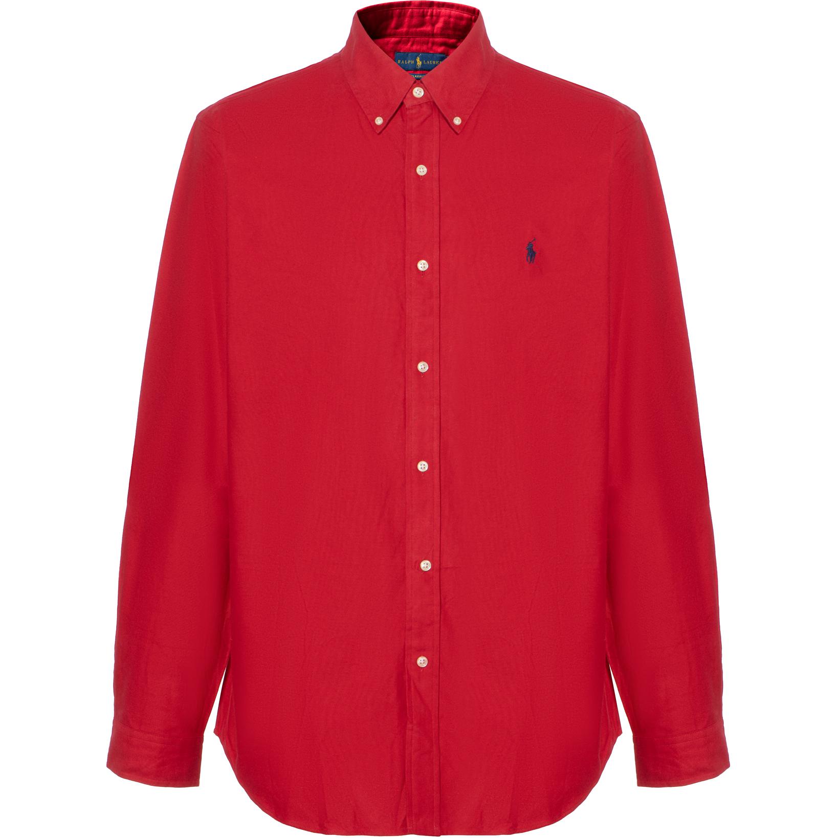 Polo Ralph Lauren FW21  Red Oxford Long Sleeve Shirt with Logo Embroidery. MNPOWOV16821746