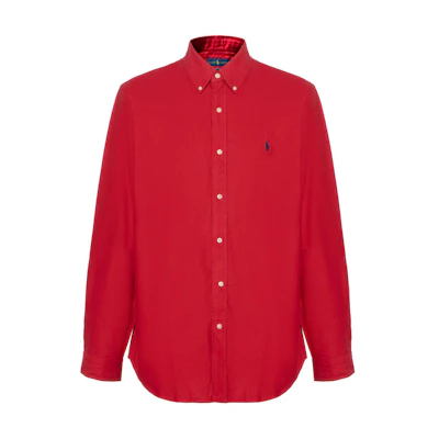 Polo Ralph Lauren FW21 Red Oxford Long Sleeve Shirt with Logo Embroidery. MNPOWOV16821746
