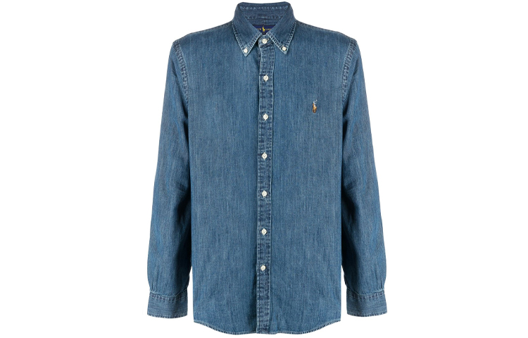 Order Polo Ralph Lauren FW21 標誌牛仔長袖襯衫 男士 藍色 710548537-001