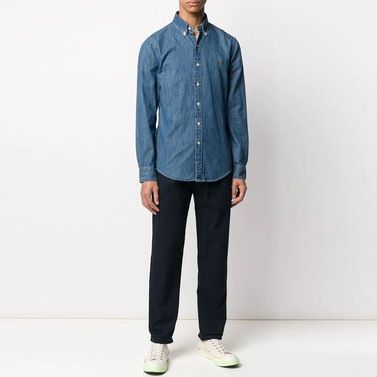 Lookbook Polo Ralph Lauren FW21 標誌牛仔長袖襯衫 男士 藍色 710548537-001