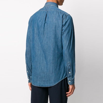 Polo Ralph Lauren FW21 標誌牛仔長袖襯衫 男士 藍色 710548537-001 Purchase Polo Ralph Lauren FW21 標誌牛仔長袖襯衫 男士 藍色 710548537-001