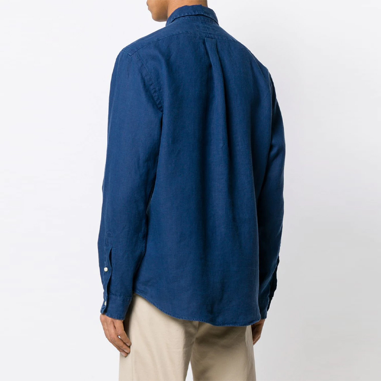 Polo Ralph Lauren FW21 Logo Embroidered Button-Up Long Sleeve Shirt Blue Men. 710744906-BLU 圖 4