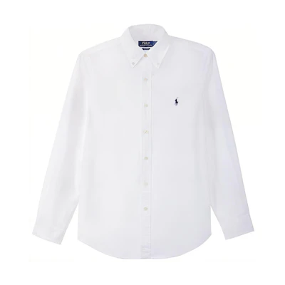 Polo Ralph Lauren FW21 Logo Embroidered Oxford Long Sleeve Shirt White Mens MNPOWOV16820357-100