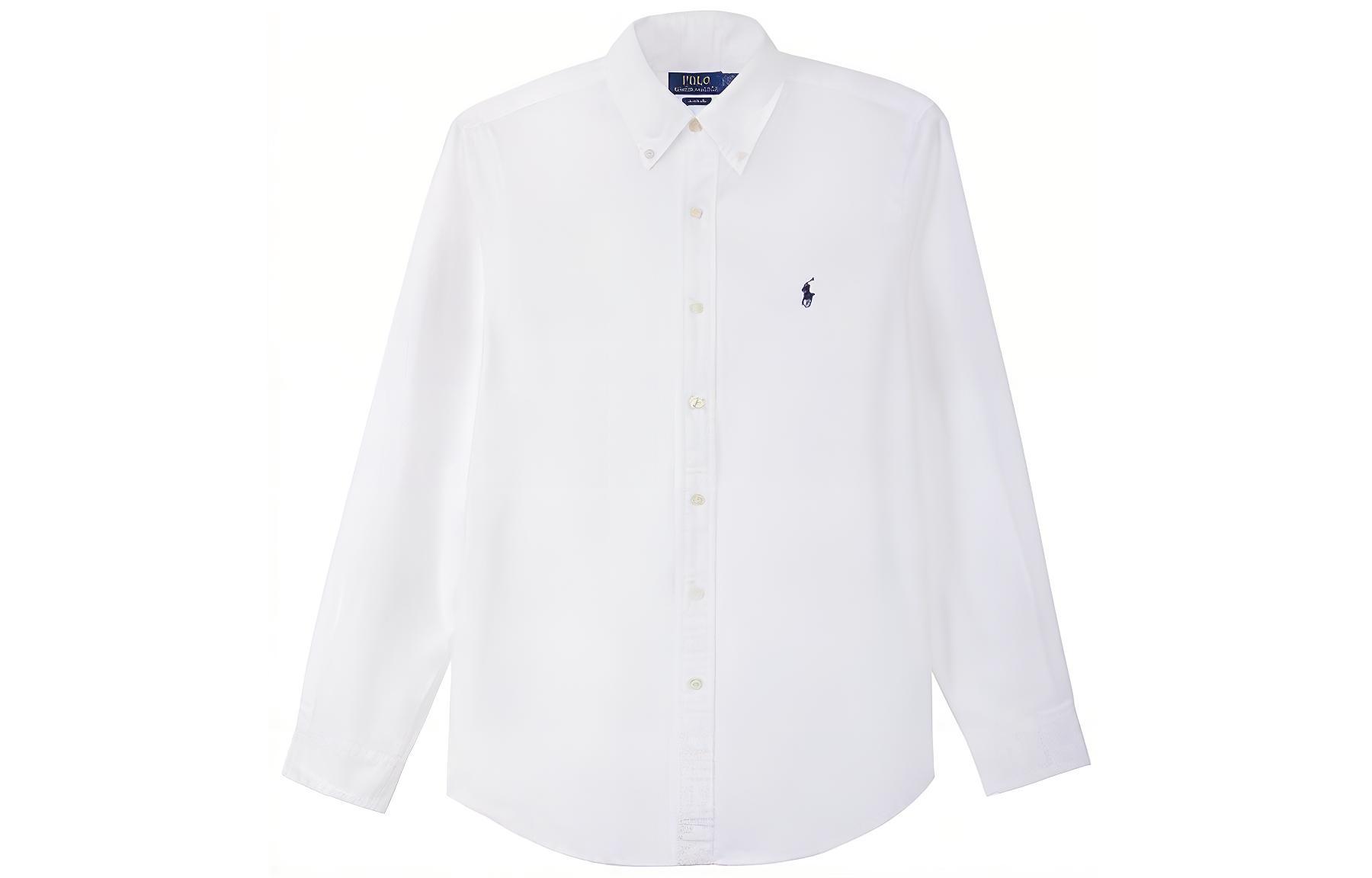 Order Polo Ralph Lauren FW21 刺繡標誌牛津長袖襯衫 白色 男款 MNPOWOV16820357-100