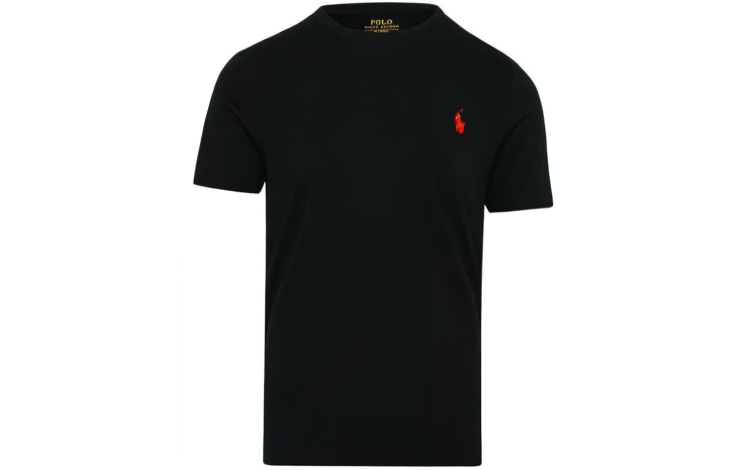 Polo Ralph Lauren FW21 Logo Embroidered Short Sleeve T-Shirt Black Mens. 710680785-001
