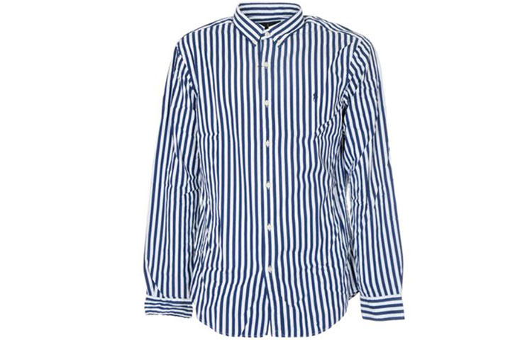 Polo Ralph Lauren FW21 Logo Embroidered Striped Casual Shirt Blue (). 710829466-001 圖 2