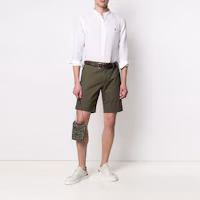 Lookbook Polo Ralph Lauren FW21 男士白色亞麻無領襯衫,刺繡標誌設計。 710801500-001