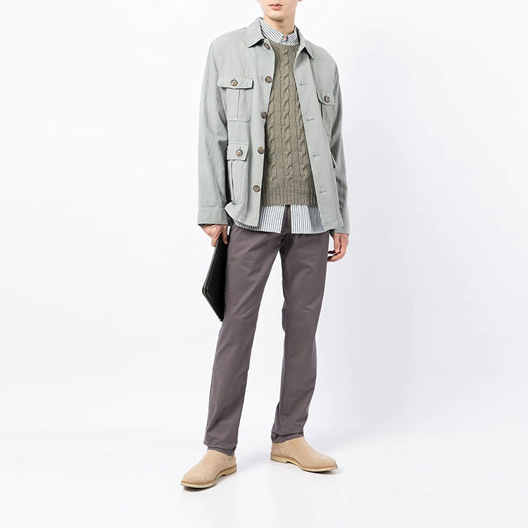 Lookbook 폴로 랄프로렌 FW21 슬림핏 캐주얼 바지 그레이. 710644988-077