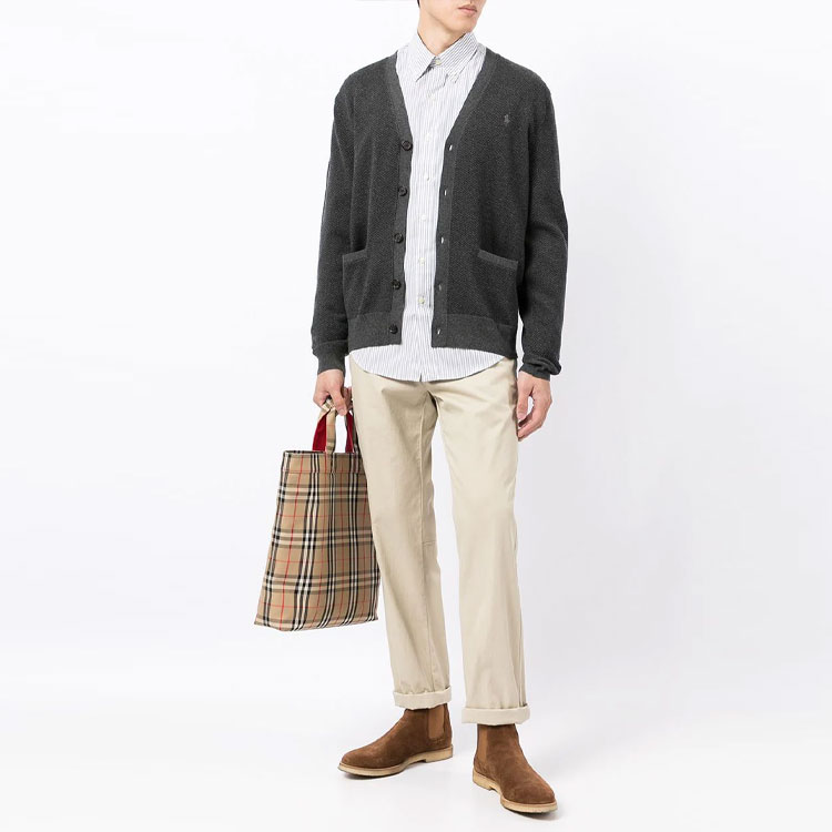 Polo Ralph Lauren FW21 Solid Color Herringbone Knit Sweater Grey (). 710849450-001 圖 3