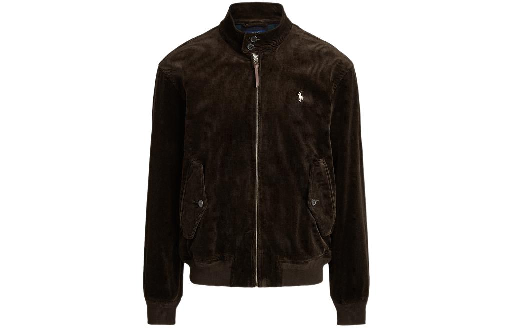Polo Ralph Lauren FW21 Solid Logo Embroidered Casual Zip Jacket Brown Men. MNPOOTW16020654-200