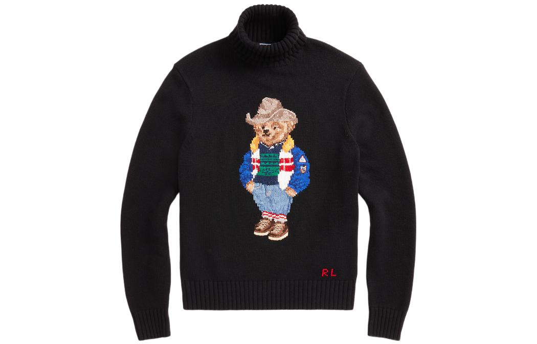 Polo Ralph Lauren FW22  Black Bear Knit Turtleneck Pullover Sweater MNPOSWE16821169-001