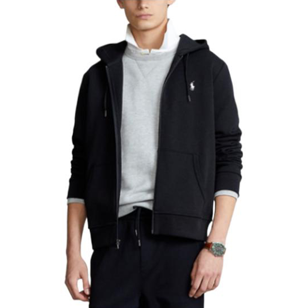 Polo Ralph Lauren FW22  Black Full-Zip Solid Color Hoodie Jacket. MNPOKNI16822-532
