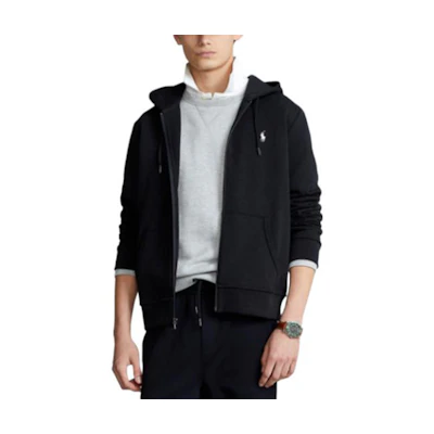 Polo Ralph Lauren FW22 Black Full-Zip Solid Color Hoodie Jacket. MNPOKNI16822-532